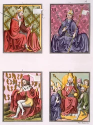 Vier Figuren aus der Geschichte des Heiligen Römischen Reiches, ca. 1820er-30er Jahre
