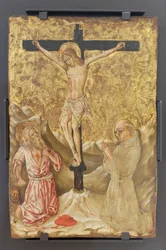 Das Kruzifix zwischen San Girolamo und San Bernardo da Siena, Meister der Verkündigung Jacqemart Andre