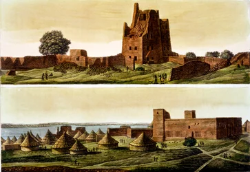 Unterägypten oder Sudan, der Nil: Unten, Dorf El-Querebyn, 1820er-30er Jahre
