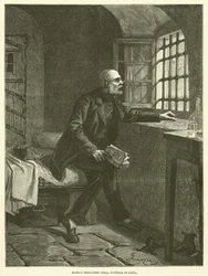 Mazzini, Gefangener in der Festung Gaeta (Gravur)