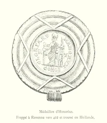 Medaillon von Honorius, geprägt in Ravenna um 402 und in Holland gefunden