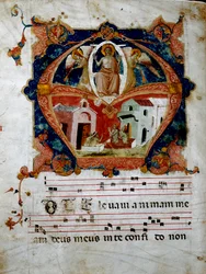 Miniatur des Jüngsten Gerichts aus einem Choralparchment