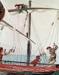 Alte neapolitanische Berufe: ein Fischerboot - Aquarell aus dem 19. Jahrhundert - Neapel, Museo Nazionale di San Martino
