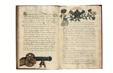Über die Herstellung von Kanonen für die Republik Venedig von Carlo Camozzi di Bergamo (fl.1712), in Italienisch und Latein, illustriertes Manuskript auf Papier, Venedig, erste Hälfte des 18. Jahrhunderts