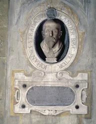 Porträtbüste von Joannes Stradanus, flämisch geborener Maler, Zeichner und Tapisseriedesigner, geboren als Jan van der Straet in Brügge, arbeitete in Italien, auch bekannt als Giovanni Stradano (1523-1605)