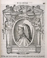 Porträt von Filippo Brunelleschi (1377-1446) aus Vasaris Leben der Künstler, erstmals veröffentlicht 1550