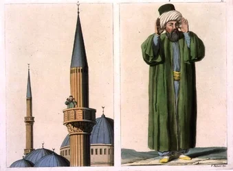 Öffentlicher Muezzin und Detail, Tafel 37 aus Teil III, Band I von 
