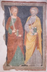 Heilige Peter und Paul, Mitte des 14. Jahrhunderts, von der Außenseite der Kirche San Salvatore