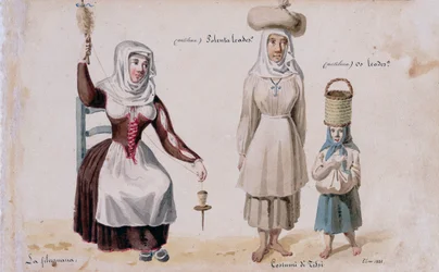 Sardische Trachten aus Tissi, Druck ms. 257, Cominotti-Sammlung