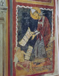 Heiliger Gregor der Große, mit Hiob zu seinen Füßen, St. Gregors Kapelle, ca. 1224