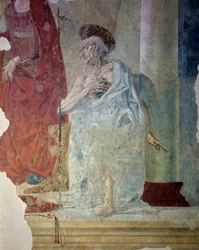 Der heilige Hieronymus als Büßer. Detail. Fresko