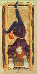 Der Gehängte, Tarotkarte aus dem „Karl VI.“- oder „Gringonneur“-Deck