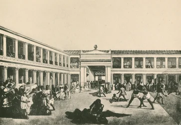 Die Stabianischen Bäder - Der Ringplatz (Gravur)