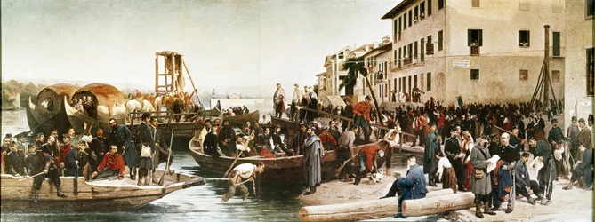Die Landung der Jäger der Alpen in Sesto Calende im Jahr 1848