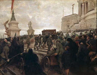 Die Überreste des unbekannten Soldaten werden am 04.11.1921 zum Monument Vittoriano in Rom gebracht