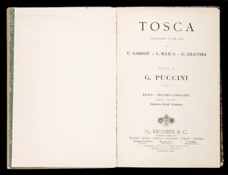 Titelseite, Libretto della Tosca, von Giacomo Puccini, Edizione Ricordi, Italien