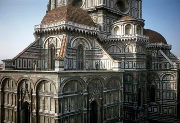 Blick auf die Apsis der Kathedrale von Florenz (Duomo Santa Maria del Fiore). 14.-15. Jahrhundert, Florenz, Italien