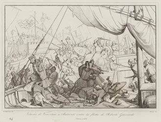 Sieg der Venezianer bei Butrinto gegen die Flotte von Roberto Guiscardo