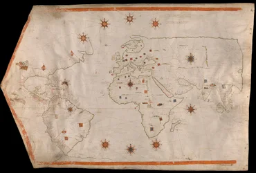 Weltkarte auf Pergament, ca. 1540