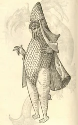 Illustration von Monstrum Marinum rudimenta habitus Episcopi referens aus Aldrovandis Geschichte der Monster, 1642