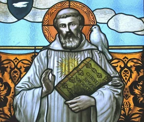 Fenster mit Darstellung des St. Columbanus (Detail)