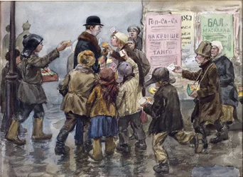 Ein Ausländer wird von Zigarettenverkäufern in Petrograd angegriffen von Ivan Alexeyevich Vladimirov