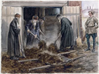 Der russische Klerus schaufelt Heu: September 1918