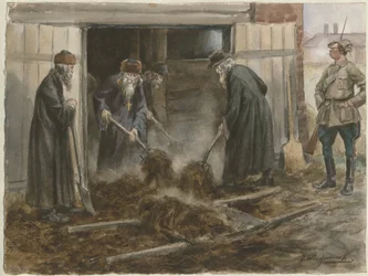 Russische Geistliche beim Heuschaufeln: September 1918 aus der Aquarellserie Russische Revolution