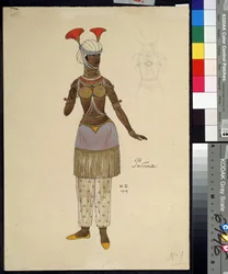 Kostümentwurf für die Oper Der goldene Hahn von N. Rimsky-Korsakov