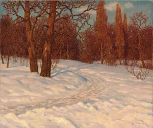 Winterlandschaft bei Dämmerung