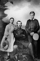 Zar Alexander II. von Russland mit seiner Tochter Maria und seinem Sohn Alexei, 1863