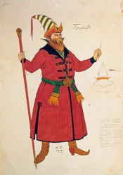 Kostümentwurf für Der Goldene Hahn von Rimsky-Korsakov, 1909