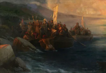 Die Landung von Christoph Kolumbus auf San Salvador, 12. Oktober 1492, 1892
