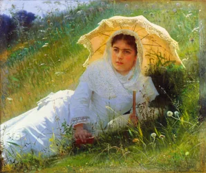 Ein heißer Tag auf dem Gras. Mittag, 1883