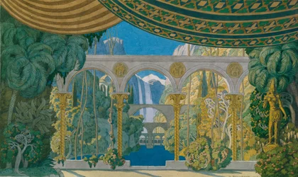 Die Gärten Tschernomors. Bühnenbild für die Oper „Ruslan und Ljudmila“ von M. Glinka, 1913