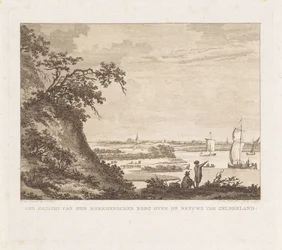Weite Landschaft mit zwei Figuren und Segelschiffen