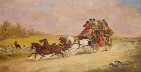 Die königliche Postkutsche zwischen dem Fuchs und der Jagd, 1881
