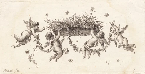 Vignette mit verschlungenen Blättern und Bändern