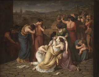 Andromache in Verzweiflung beim Anblick von Hektors Leiche