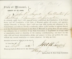 Treueeid von John R. Sayers aus Missouri, County of St. Louis
