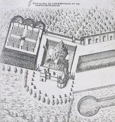 Die Einsiedelei und das Maison Blanc im Schloss Gaillon, aus 