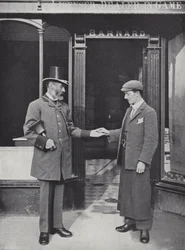 Hocktide in Hungerford, Ausrufer sammelt Pennies