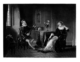 Chatelar spielt Laute für Maria Stuart, 1560er, 1860
