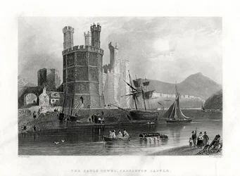Der Adler-Turm, Carnarvon Castle, Caernarfon, Nordwales, 1860