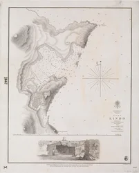 Archipel, Rhodos I., Port Lindo, vermessen von Kapitän Thomas Graves, HMS 