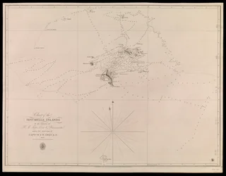 Karte der Seychellen-Inseln von den Offizieren der H.M. Schiffe Leven und Barracouta unter der Leitung von Kapitän W.F.W. Owen R.N. 1825