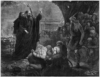 Christliche Missionare unterbrechen ein Menschenopfer, 1878