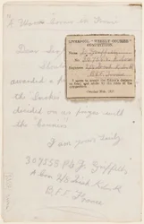 Brief an den Wettbewerbsredakteur des Liverpool Weekly Courier, 1917