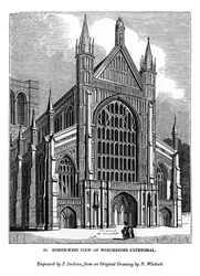Nordwestansicht der Kathedrale von Winchester, 1843