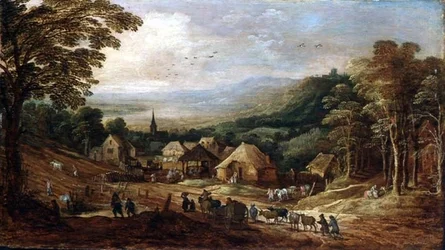 Herbstlandschaft mit Bauern